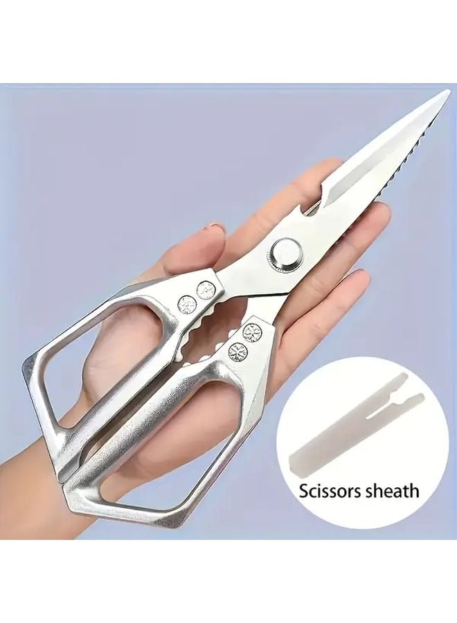 مقص مطبخ من الفولاذ المقاوم للصدأ مع غمد، ومفرمة دواجن ولحوم للمنزل والمطعم ومتجر الجزارة - Image 2